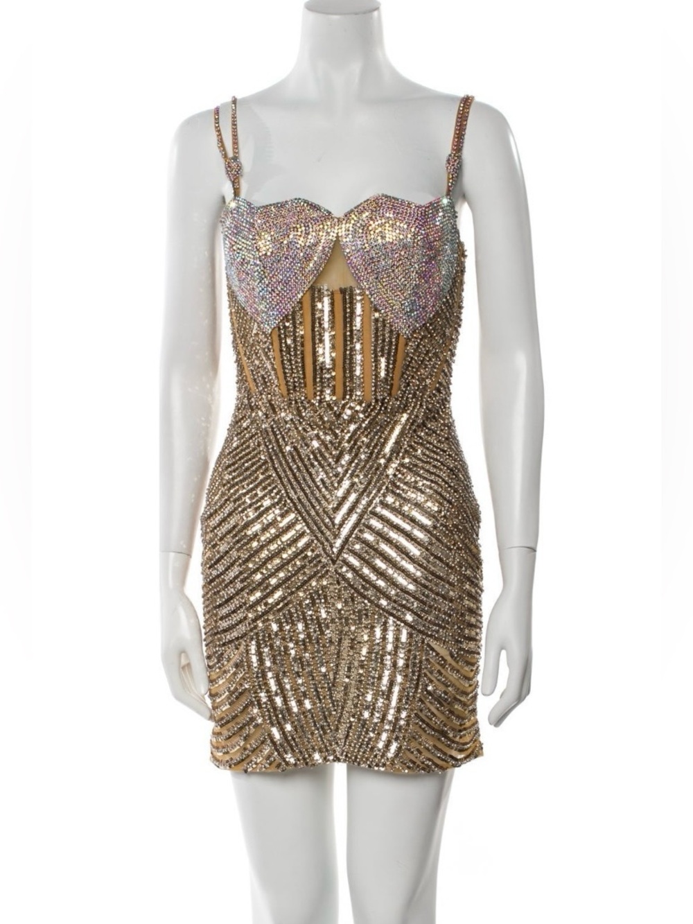 Portia & Scarlett
Printed Beaded Gold Mini Dress